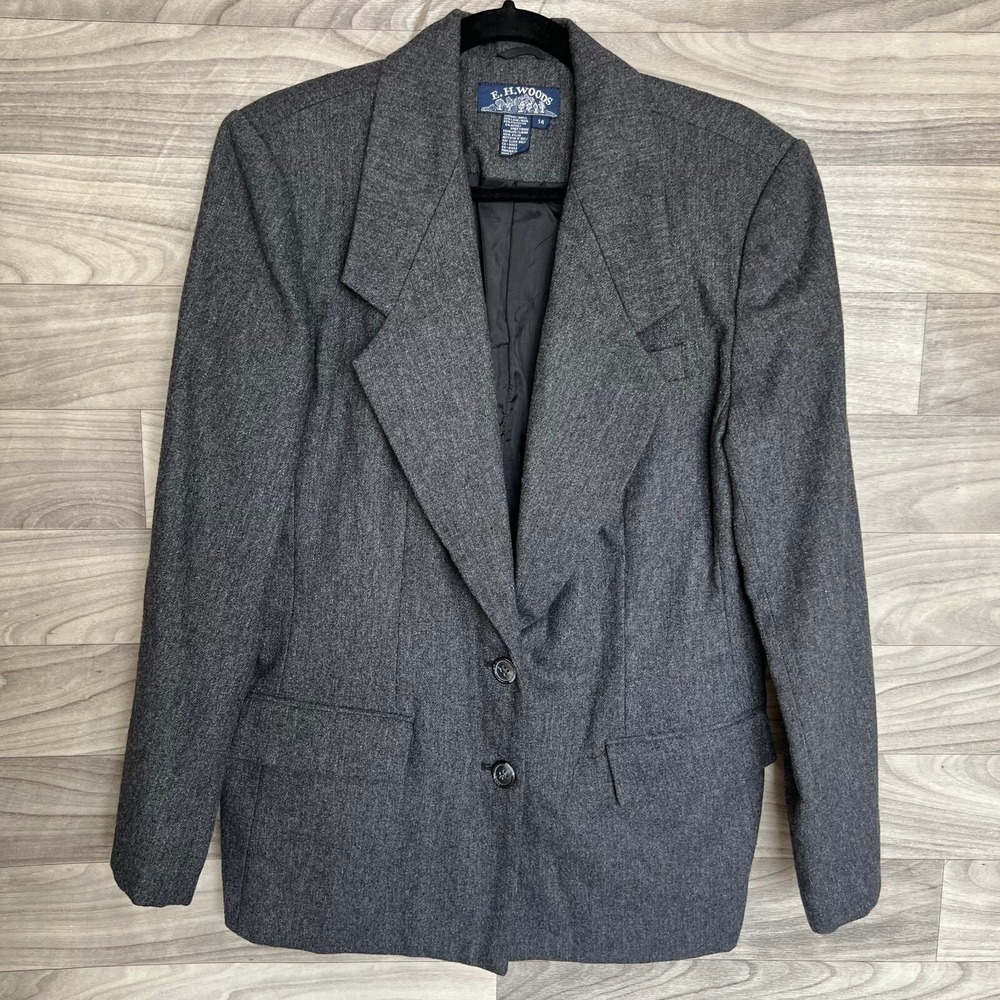 Vintage E.H. Woods Classic Gray Women's Wool Blend Blazer - Picture 3 of 13
